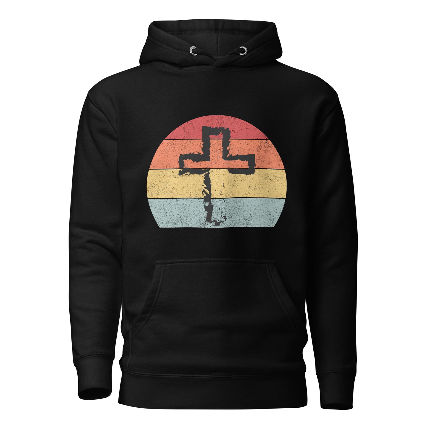 Retro Sunset Cross. Unisex Hoodie