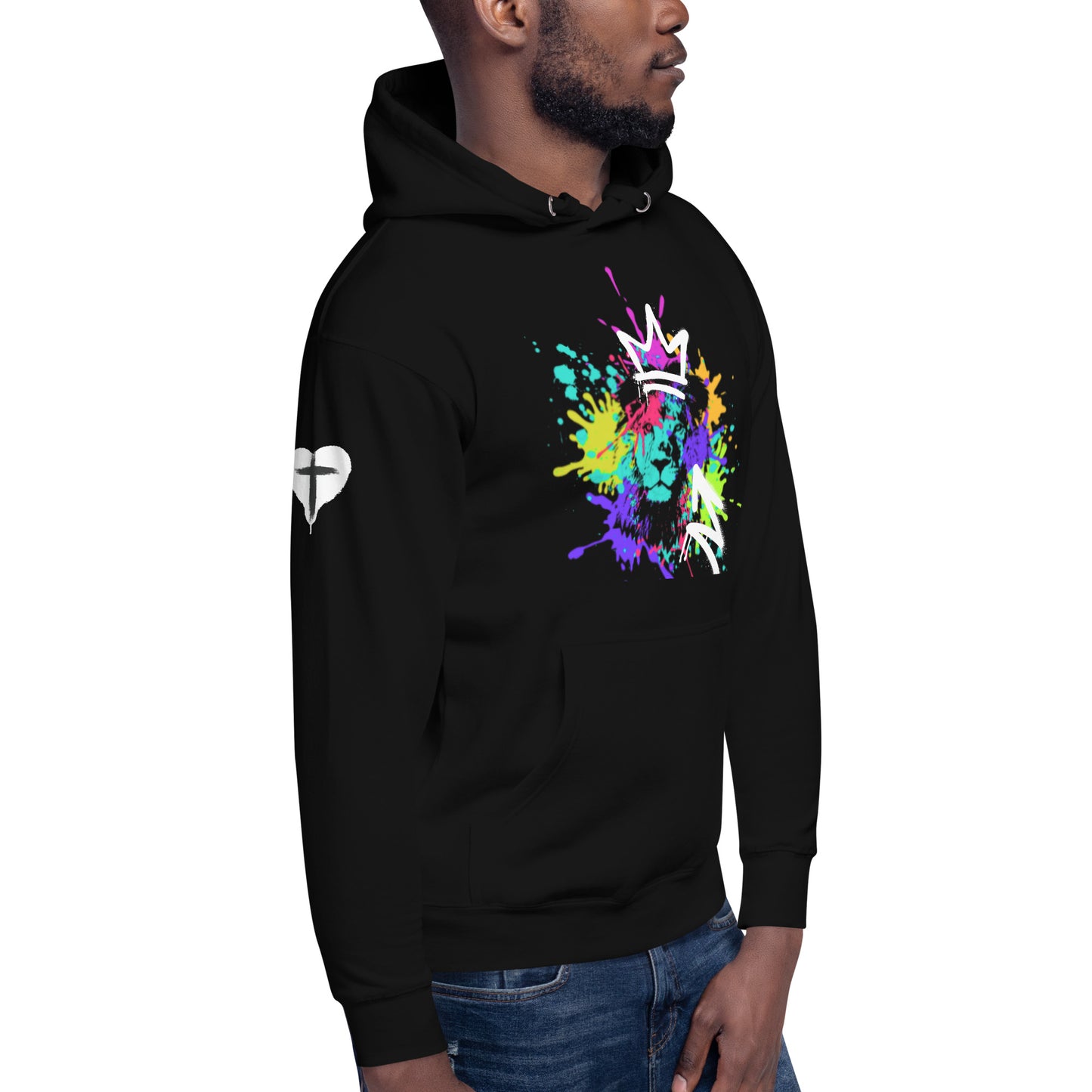 Crowned Lion, Splash Background, Grape, Unisex Hoodie