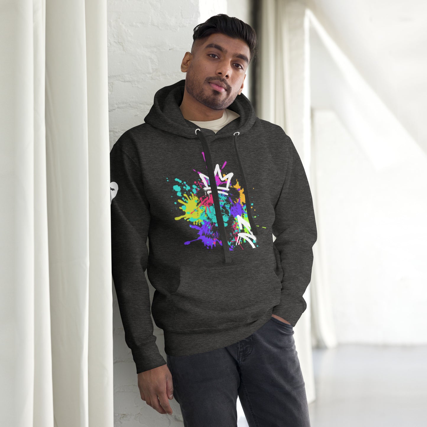 Crowned Lion, Splash Background, Grape, Unisex Hoodie