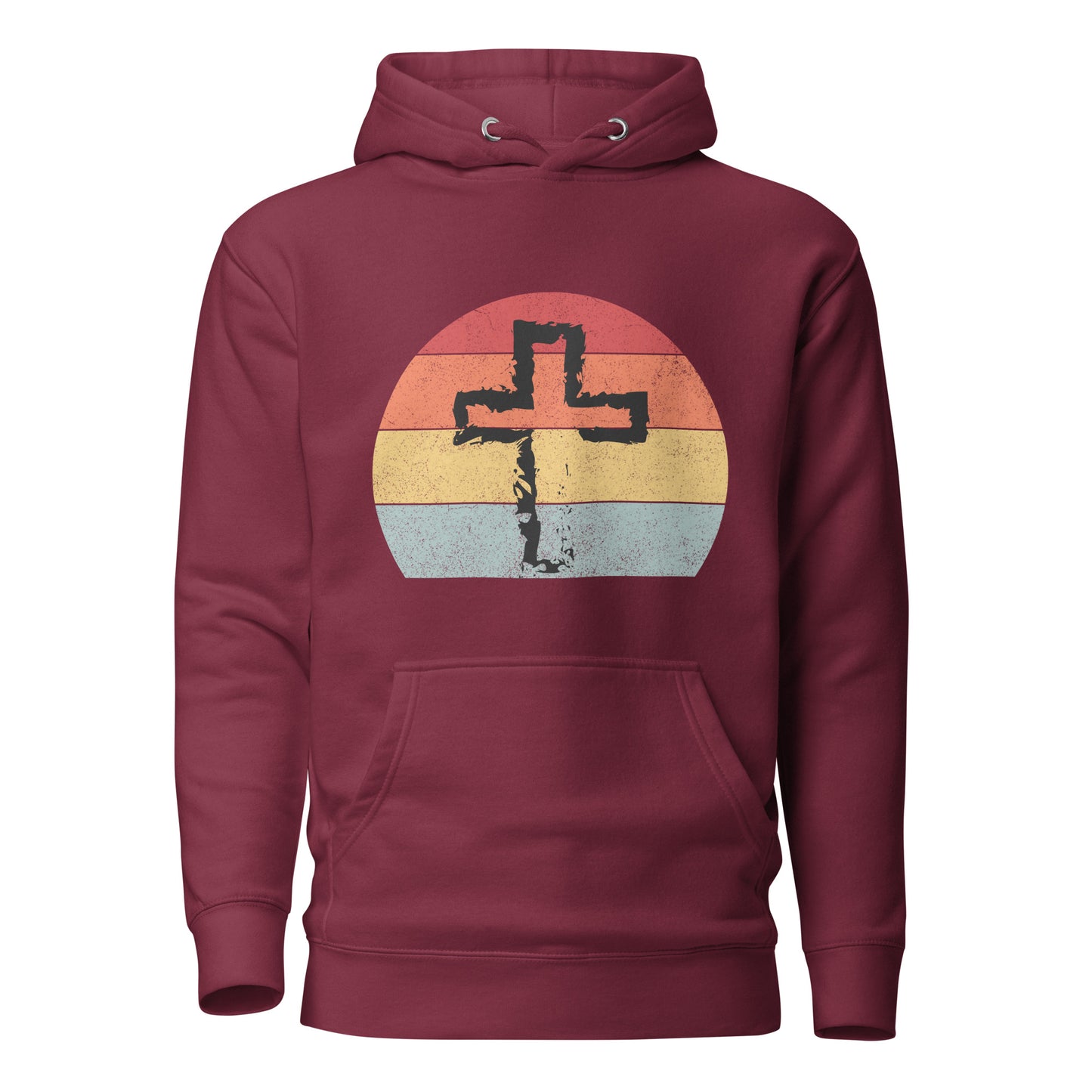 Retro Sunset Cross. Unisex Hoodie
