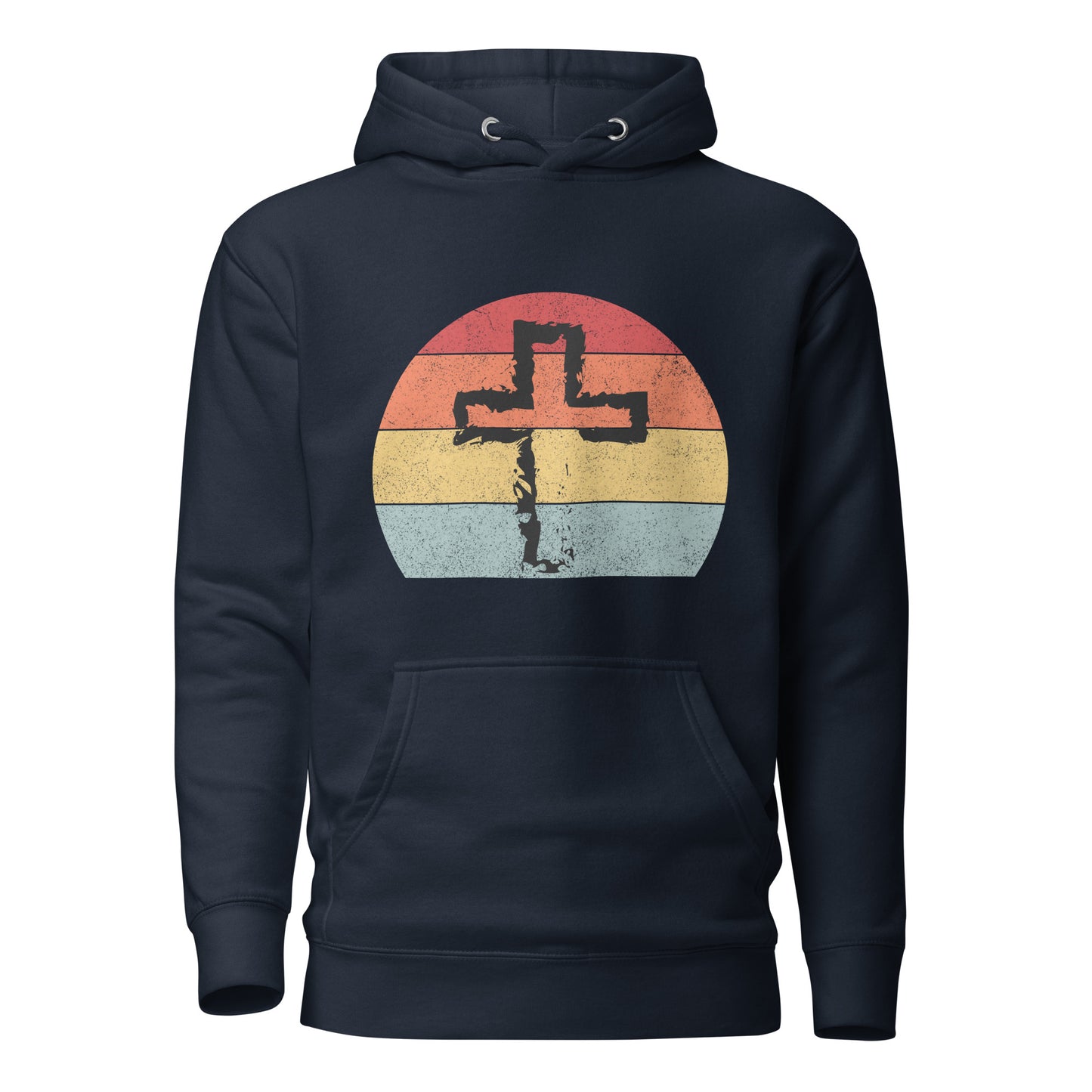Retro Sunset Cross. Unisex Hoodie