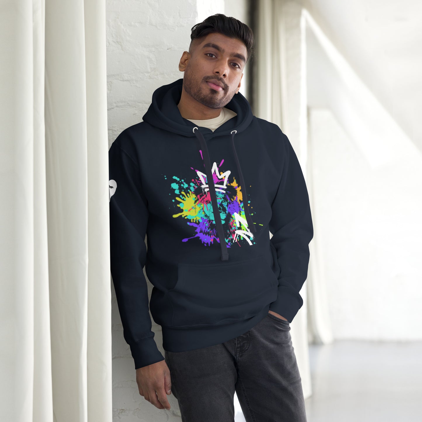 Crowned Lion, Splash Background, Grape, Unisex Hoodie