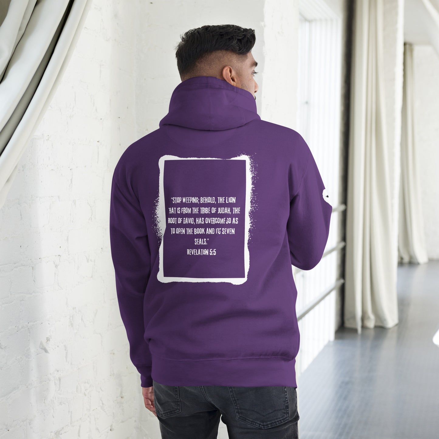Crowned Lion, Splash Background, Grape, Unisex Hoodie
