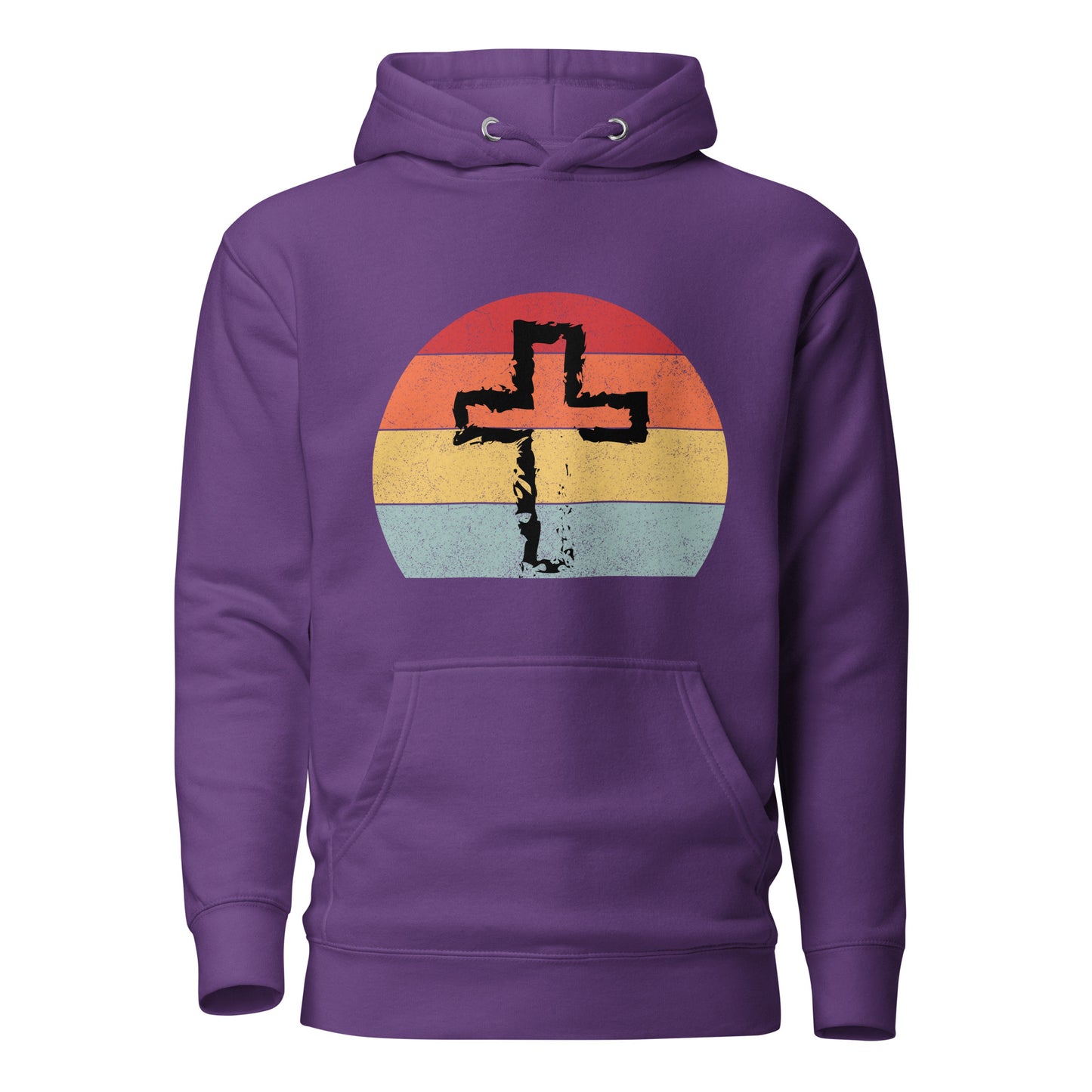 Retro Sunset Cross. Unisex Hoodie