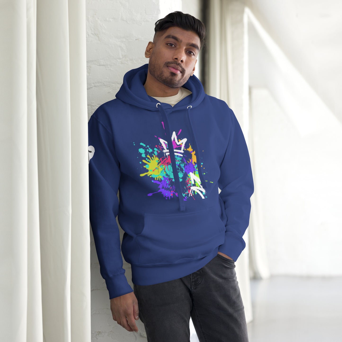 Crowned Lion, Splash Background, Grape, Unisex Hoodie