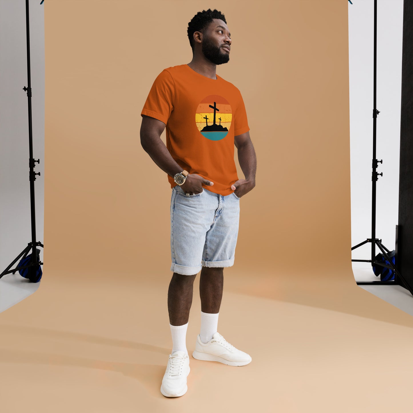 Cross Retro Sunset Unisex t-shirt